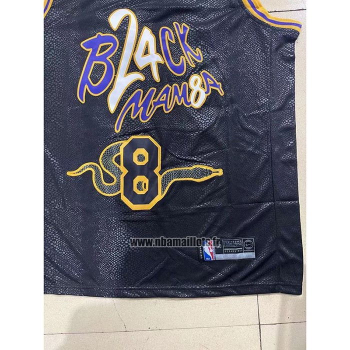 Maillot Los Angeles Lakers Kobe Bryant NO 8 24 Black Mamba Snakeskin Noir